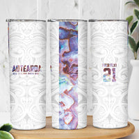 Custom New Zealand Aotearoa Skinny Tumbler Pink Maori Paua Shell Indigenous - Polynesian Pride
