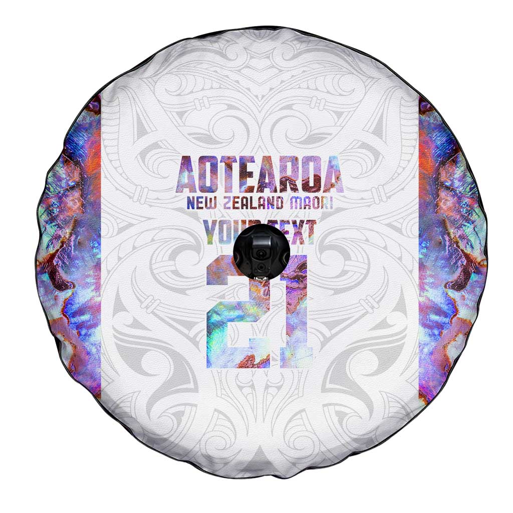 Custom New Zealand Aotearoa Spare Tire Cover Pink Maori Paua Shell Indigenous - Polynesian Pride