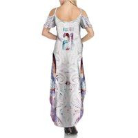 Custom New Zealand Aotearoa Summer Maxi Dress Pink Maori Paua Shell Indigenous - Polynesian Pride