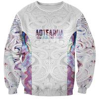 Custom New Zealand Aotearoa Sweatshirt Pink Maori Paua Shell Indigenous - Polynesian Pride