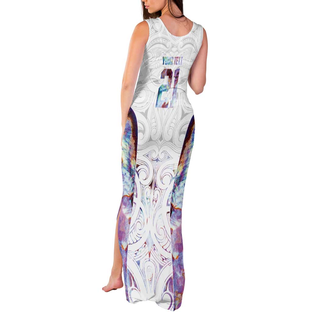 Custom New Zealand Aotearoa Tank Maxi Dress Pink Maori Paua Shell Indigenous - Polynesian Pride