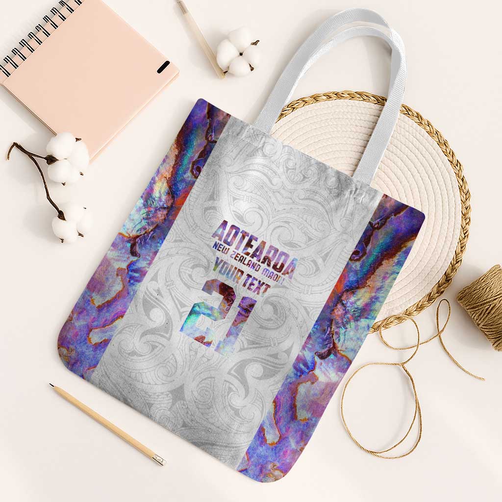 Custom New Zealand Aotearoa Tote Bag Pink Maori Paua Shell Indigenous LT9 White Strap One Size Pink - Polynesian Pride