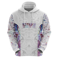 Custom New Zealand Aotearoa Zip Hoodie Pink Maori Paua Shell Indigenous - Polynesian Pride