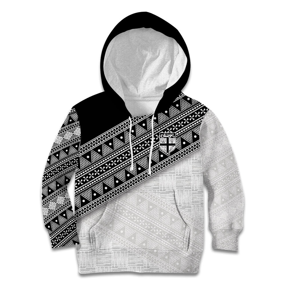 2026 Autumn Rugby Nations Fiji Custom Kid Hoodie Fijian Tapa Tribal Lauhala Inspired LT9 Hoodie Black - Polynesian Pride