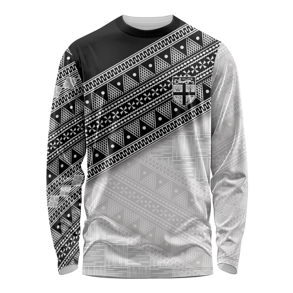 2026 Autumn Rugby Nations Fiji Custom Long Sleeve Shirt Fijian Tapa Tribal Lauhala Inspired LT9 Unisex Black - Polynesian Pride