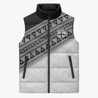 2026 Autumn Rugby Nations Fiji Custom Sleeveless Puffer Jacket Fijian Tapa Tribal Lauhala Inspired LT9 Unisex Black - Polynesian Pride