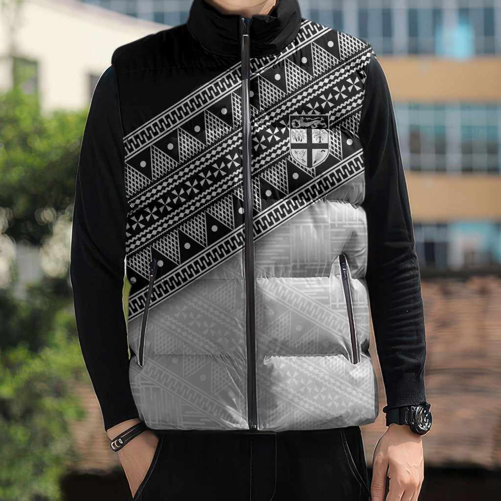 2026 Autumn Rugby Nations Fiji Custom Sleeveless Puffer Jacket Fijian Tapa Tribal Lauhala Inspired LT9 - Polynesian Pride