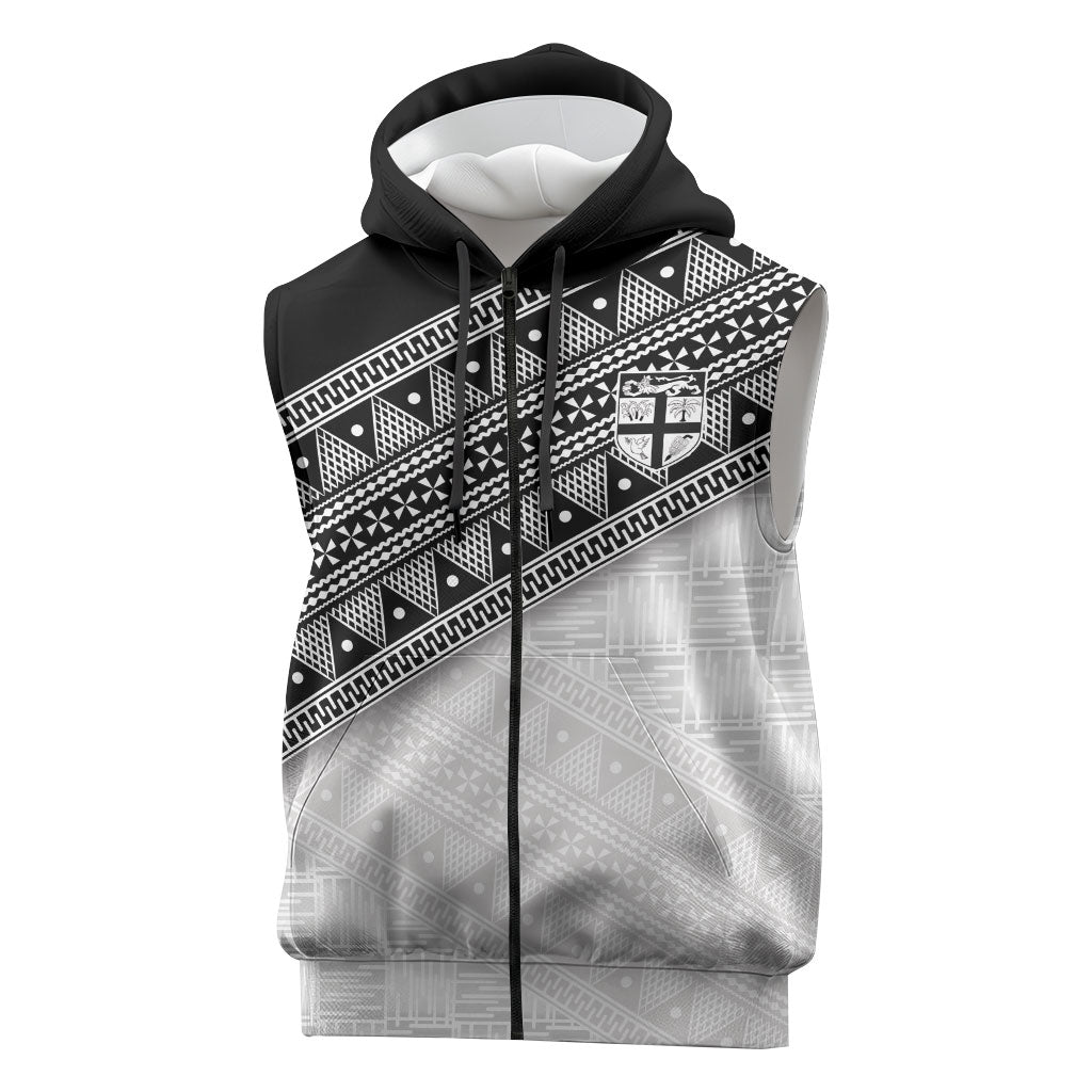 2026 Autumn Rugby Nations Fiji Custom Sleeveless Zip Hoodie Fijian Tapa Tribal Lauhala Inspired