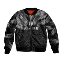 2026 Autumn Rugby Nations Fiji Custom Bomber Jacket Fijian Palm Leaf Tapa Tribal Inspired LT9 Unisex Black - Polynesian Pride