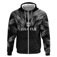 2026 Autumn Rugby Nations Fiji Custom Hoodie Fijian Palm Leaf Tapa Tribal Inspired LT9 Zip Hoodie Black - Polynesian Pride