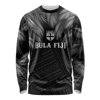 2026 Autumn Rugby Nations Fiji Custom Long Sleeve Shirt Fijian Palm Leaf Tapa Tribal Inspired LT9 Unisex Black - Polynesian Pride