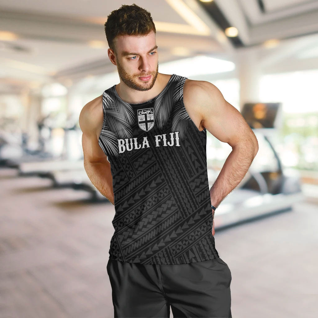 2026 Autumn Rugby Nations Fiji Custom Men Tank Top Fijian Palm Leaf Tapa Tribal Inspired LT9 Black - Polynesian Pride