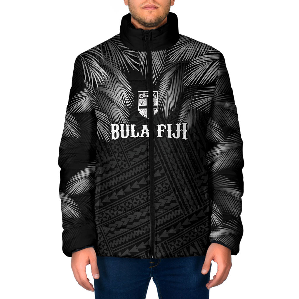 2026 Autumn Rugby Nations Fiji Custom Padded Jacket Fijian Palm Leaf Tapa Tribal Inspired LT9 Men Black - Polynesian Pride