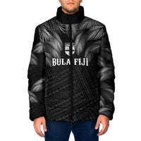 2026 Autumn Rugby Nations Fiji Custom Padded Jacket Fijian Palm Leaf Tapa Tribal Inspired LT9 Men Black - Polynesian Pride