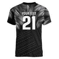 2026 Autumn Rugby Nations Fiji Custom Women V-Neck T-Shirt Fijian Palm Leaf Tapa Tribal Inspired LT9 - Polynesian Pride