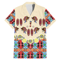 Papua Batik Motif Bird Of Paradise and Native Papuan Shield Family Matching Mermaid Dress and Hawaiian Shirt LT9 Dad's Shirt - Short Sleeve Beige - Polynesian Pride