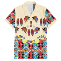 Papua Batik Motif Bird Of Paradise and Native Papuan Shield Family Matching Puletasi Dress and Hawaiian Shirt LT9 Dad's Shirt - Short Sleeve Beige - Polynesian Pride