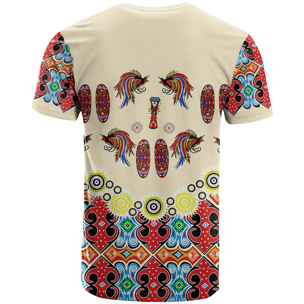 Papua Batik Motif Bird Of Paradise and Native Papuan Shield T Shirt LT9 - Polynesian Pride