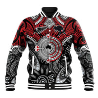 Aotearoa and Australia Baseball Jacket New Zealand Honour The Treaty Ake!Ake!Ake! LT9 Unisex Red - Polynesian Pride