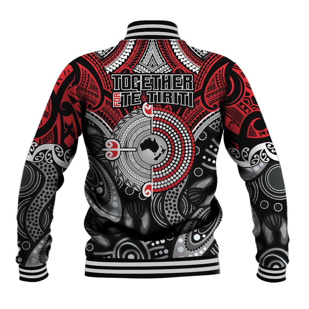 Aotearoa and Australia Baseball Jacket New Zealand Honour The Treaty Ake!Ake!Ake! LT9 - Polynesian Pride