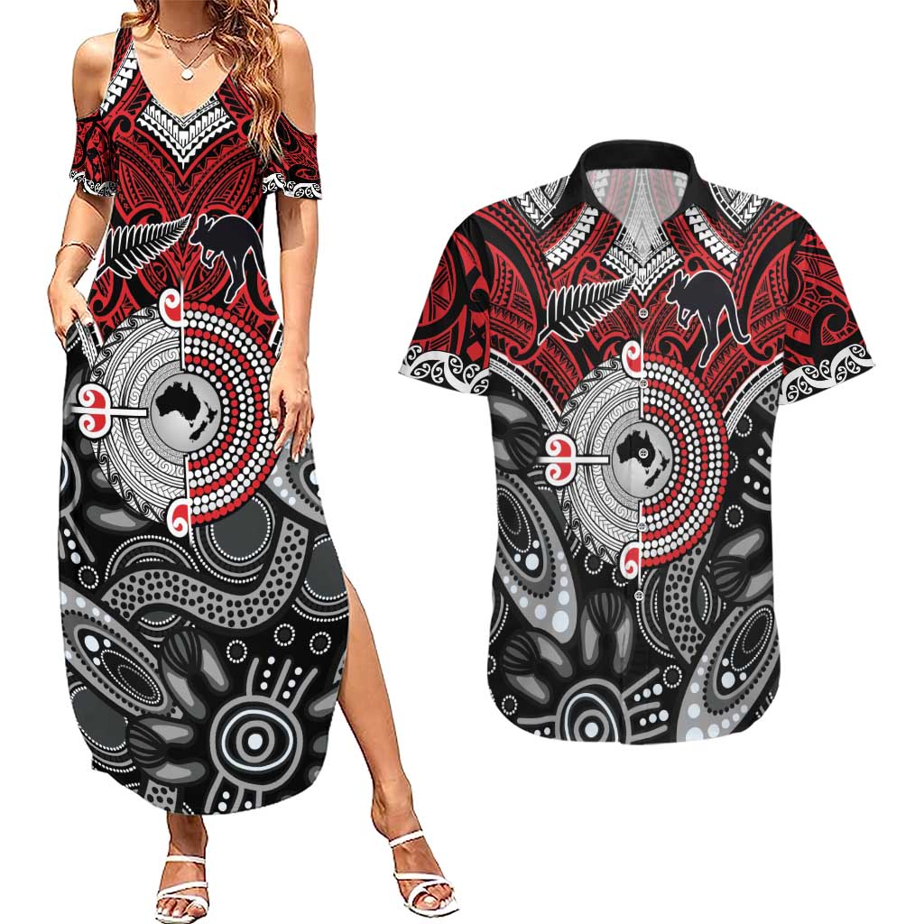 Aotearoa and Australia Couples Matching Summer Maxi Dress and Hawaiian Shirt New Zealand Honour The Treaty Ake!Ake!Ake! LT9 Red - Polynesian Pride
