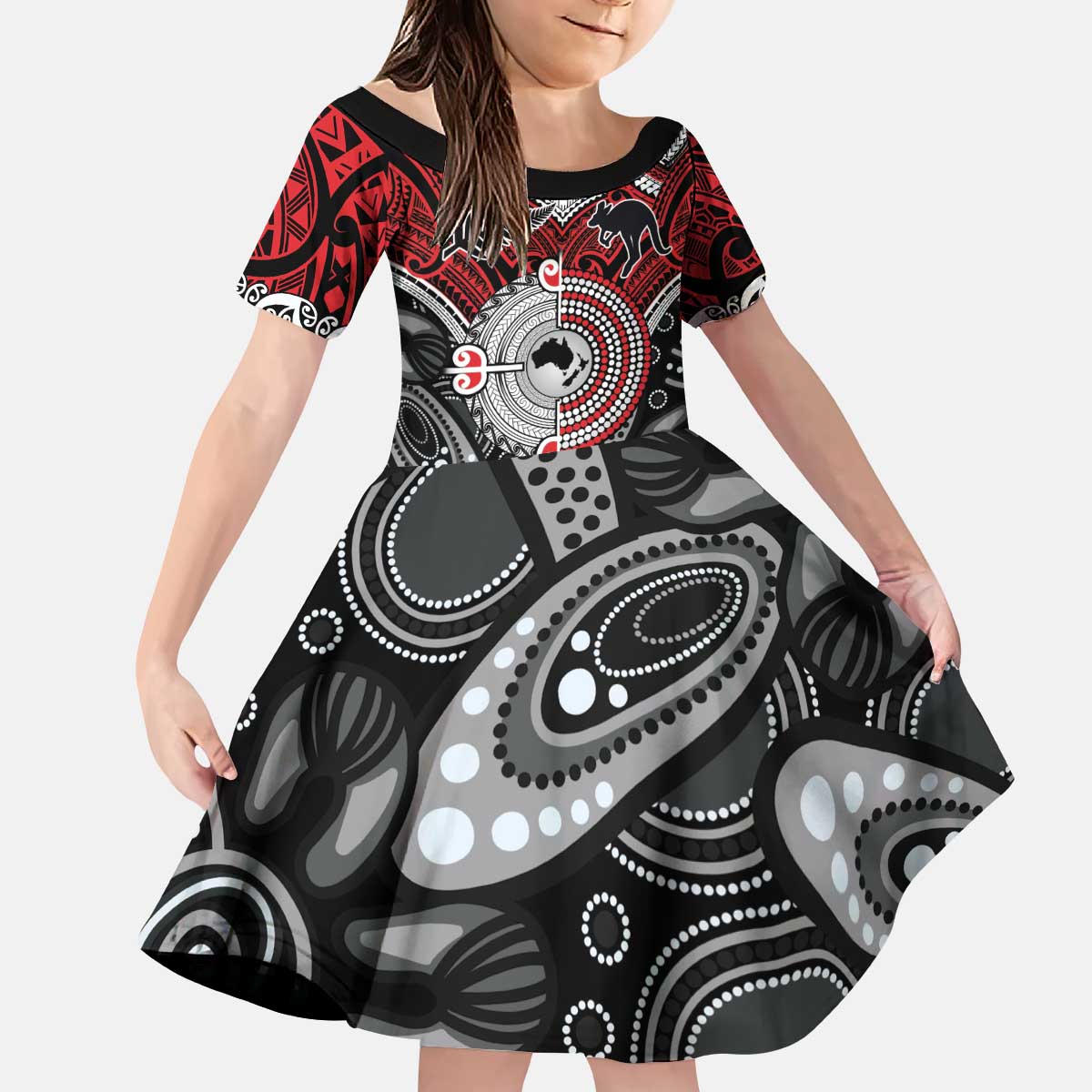 Aotearoa and Australia Kid Short Sleeve Dress New Zealand Honour The Treaty Ake!Ake!Ake!