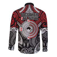 Aotearoa and Australia Long Sleeve Button Shirt New Zealand Honour The Treaty Ake!Ake!Ake!