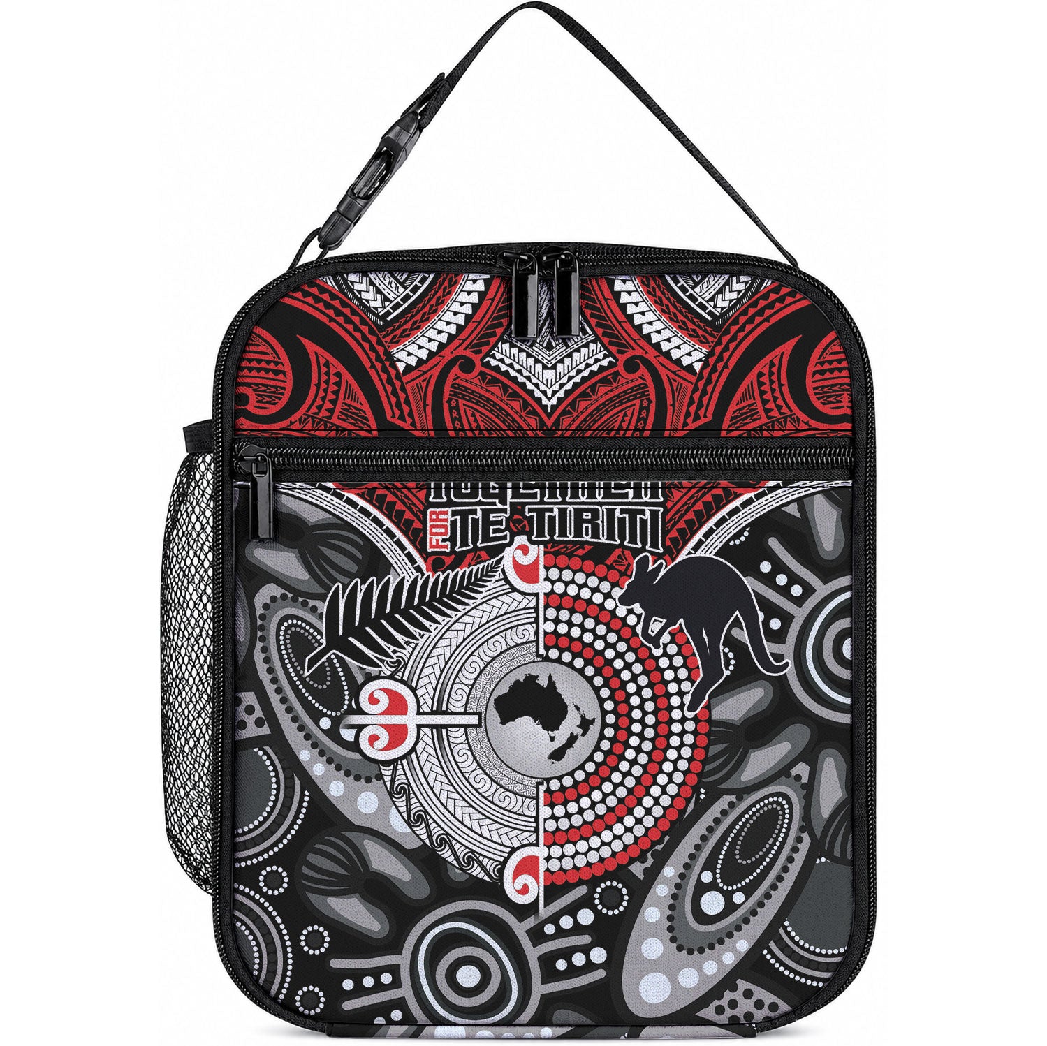 Aotearoa and Australia Lunch Bag New Zealand Honour The Treaty Ake!Ake!Ake! LT9 10.2 × 8.3 × 4.3 inch Red - Polynesian Pride