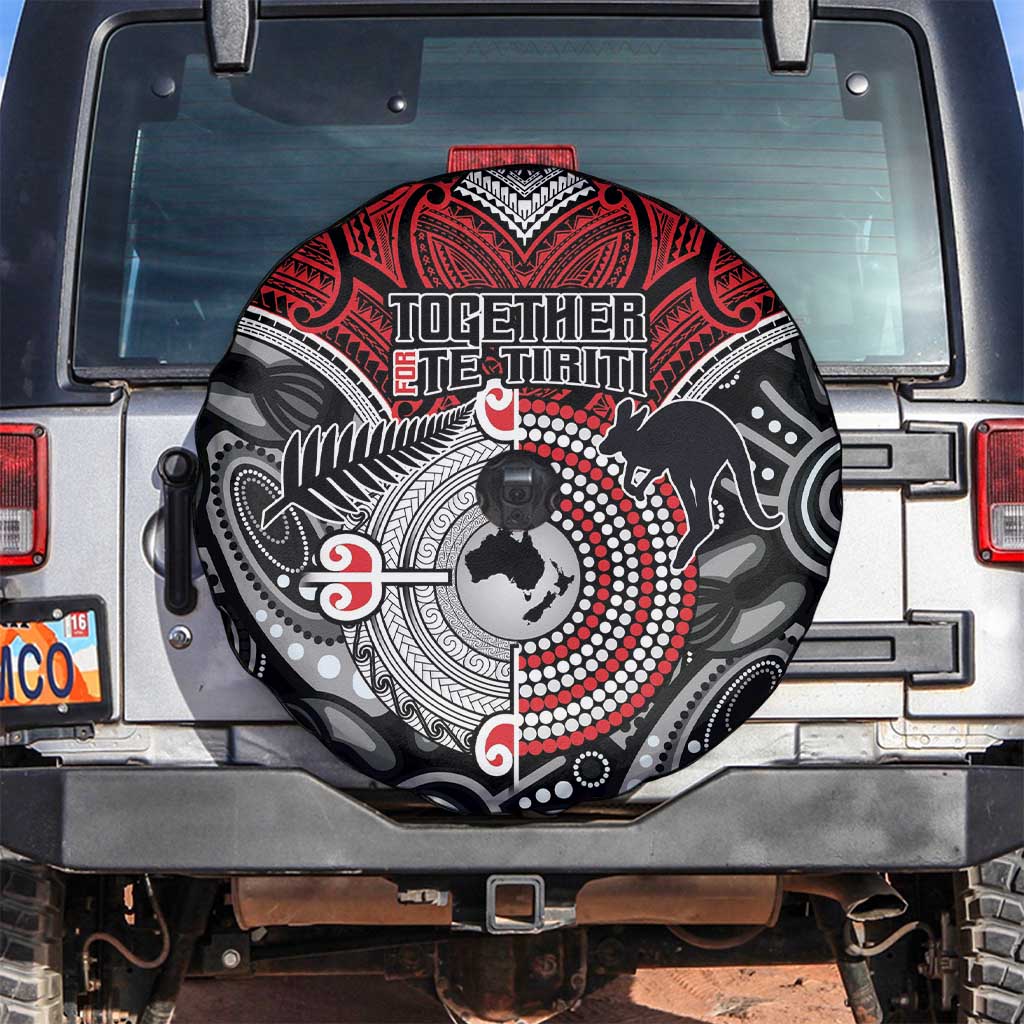 Aotearoa and Australia Spare Tire Cover New Zealand Honour The Treaty Ake!Ake!Ake! LT9 Red - Polynesian Pride