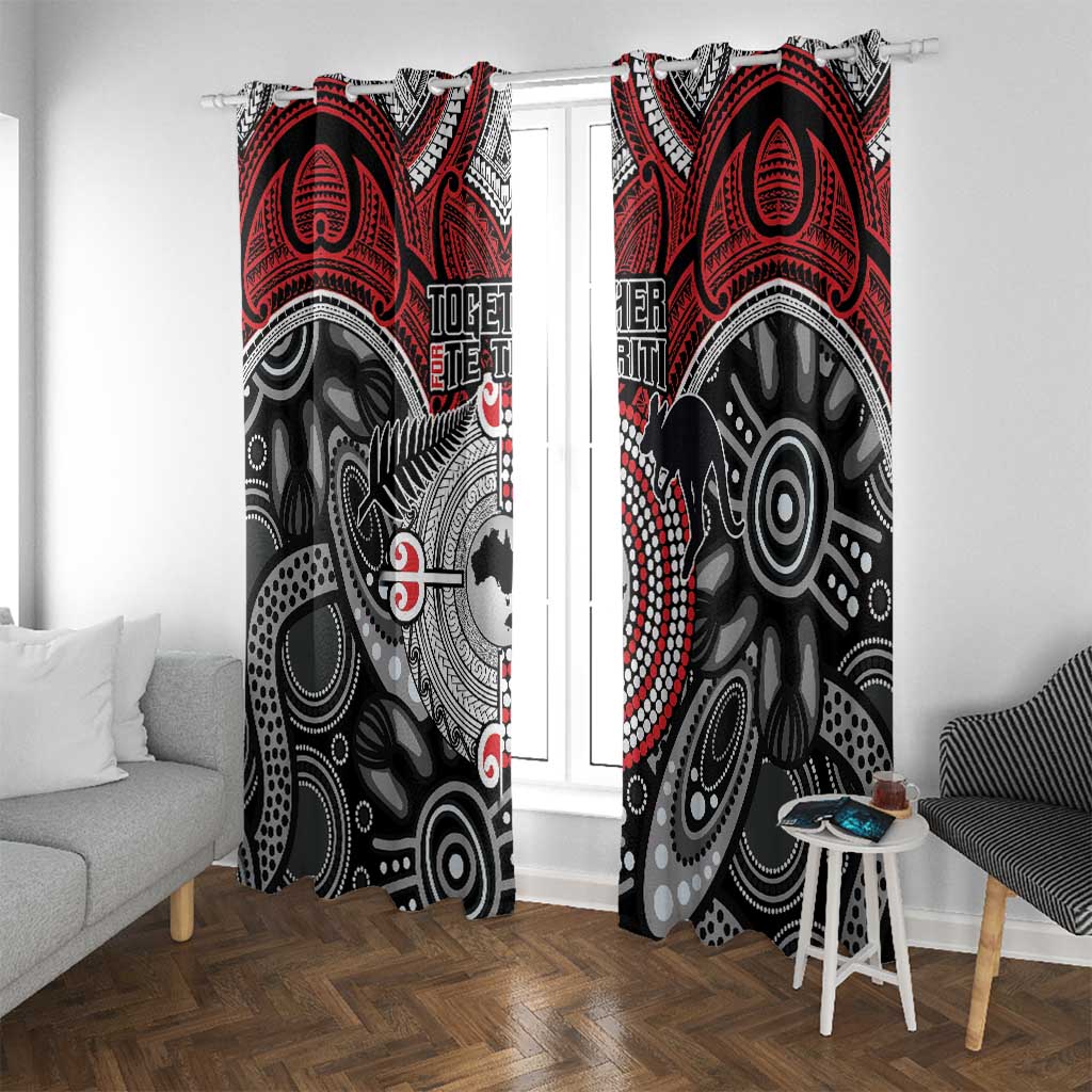 Aotearoa and Australia Window Curtain New Zealand Honour The Treaty Ake!Ake!Ake! LT9 With Grommets Red - Polynesian Pride