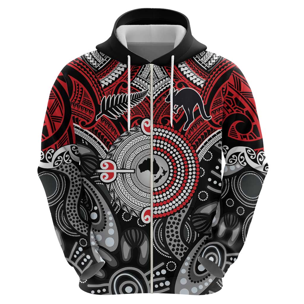 Aotearoa and Australia Zip Hoodie New Zealand Honour The Treaty Ake!Ake!Ake!
