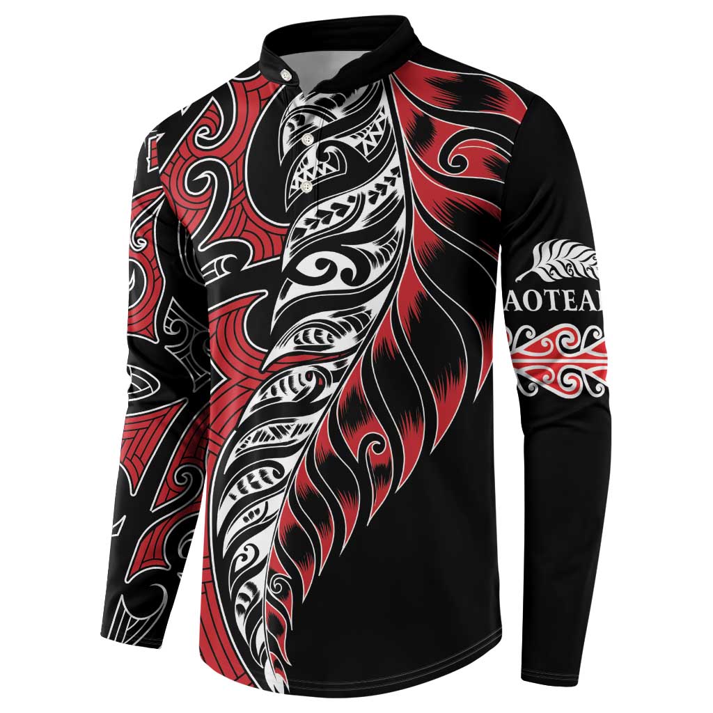 Koru Fern New Zealand Button Sweatshirt Maori Tribal Pattern LT9 - Polynesian Pride
