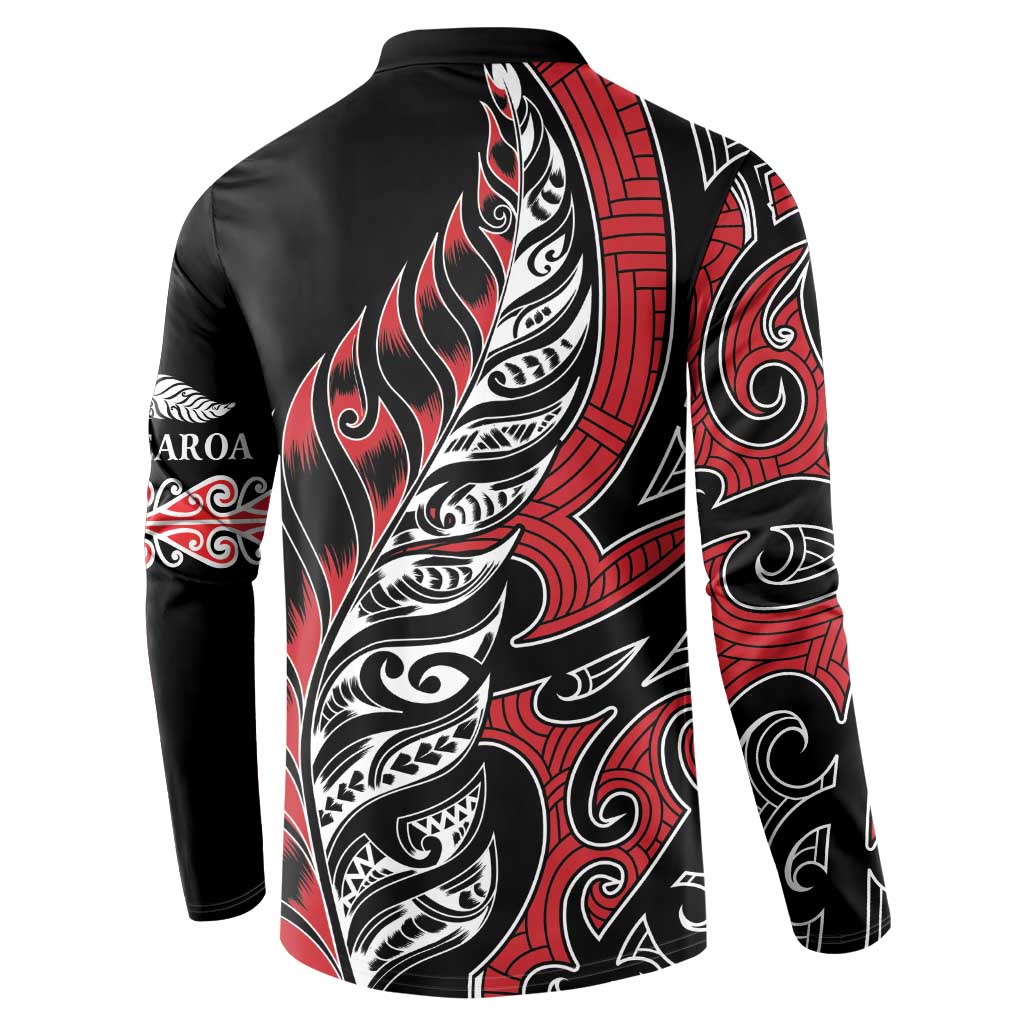 Koru Fern New Zealand Button Sweatshirt Maori Tribal Pattern LT9 - Polynesian Pride