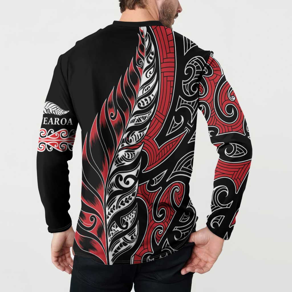 Koru Fern New Zealand Button Sweatshirt Maori Tribal Pattern LT9 - Polynesian Pride