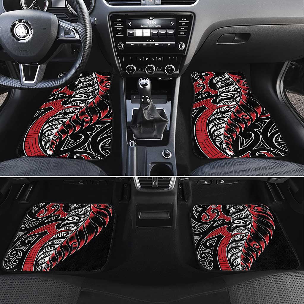 Koru Fern New Zealand Car Mats Maori Tribal Pattern LT9 Set 4pcs Red - Polynesian Pride