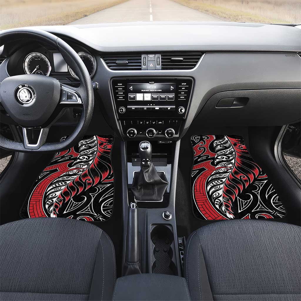 Koru Fern New Zealand Car Mats Maori Tribal Pattern LT9 Set 2pcs - Front Red - Polynesian Pride