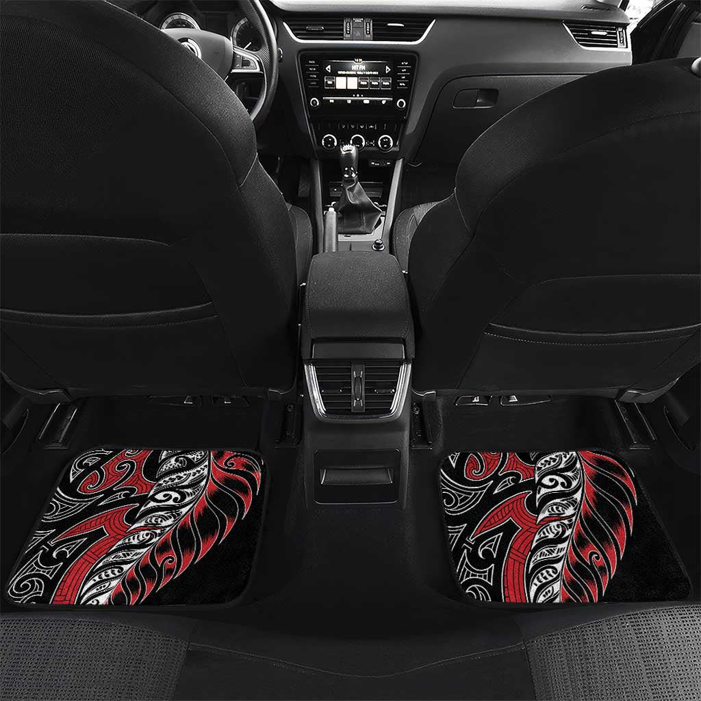 Koru Fern New Zealand Car Mats Maori Tribal Pattern LT9 Set 2pcs - Back Red - Polynesian Pride