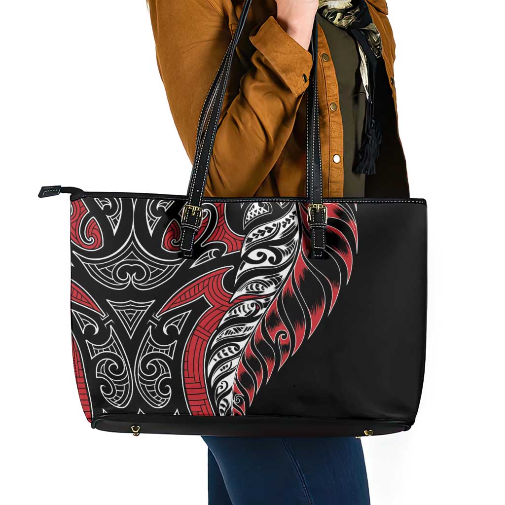 Koru Fern New Zealand Leather Tote Bag Maori Tribal Pattern LT9 - Polynesian Pride
