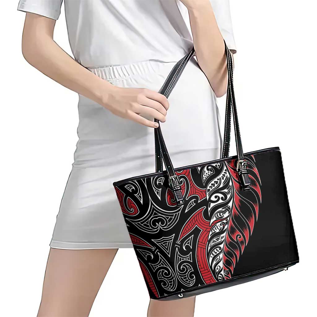 Koru Fern New Zealand Leather Tote Bag Maori Tribal Pattern LT9 - Polynesian Pride