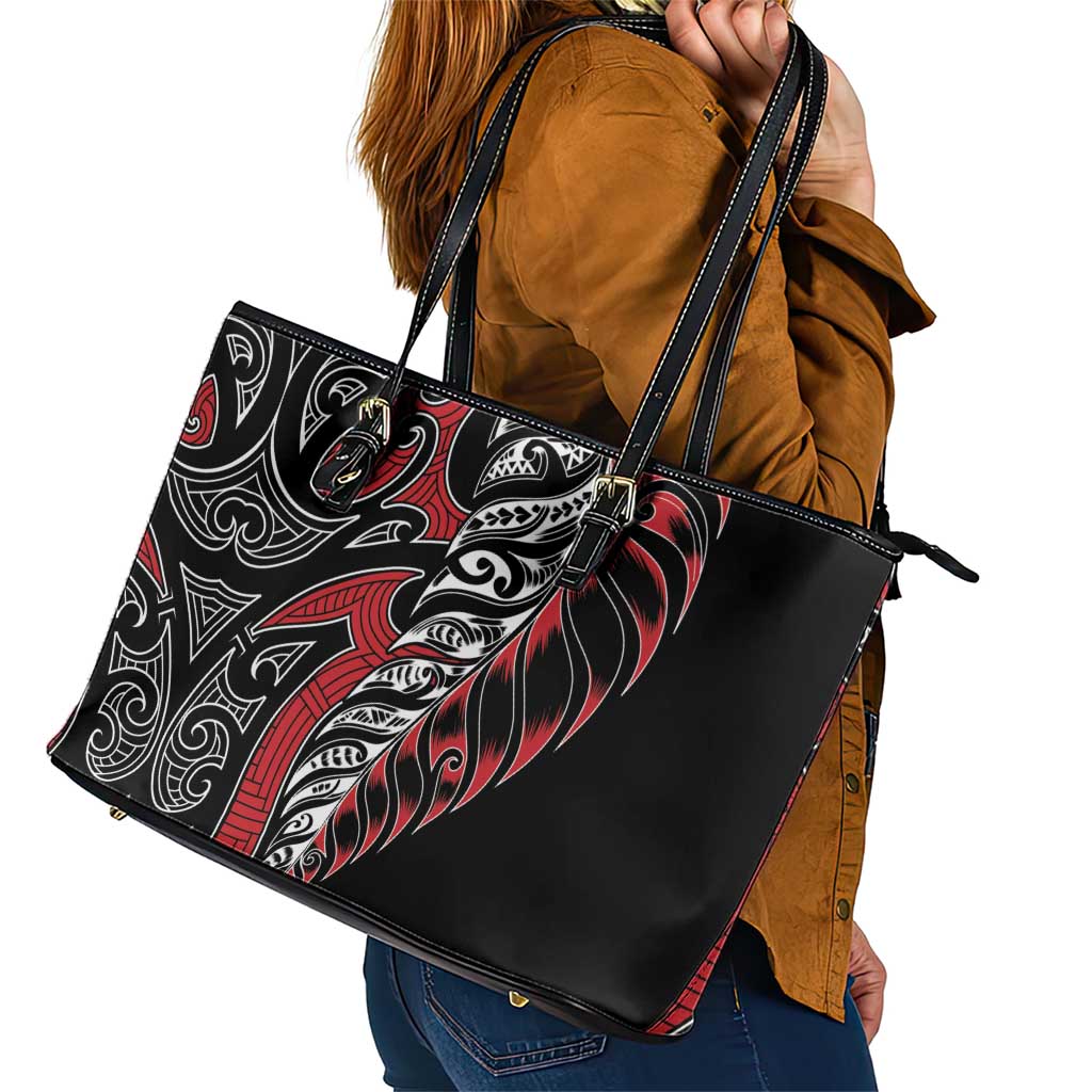 Koru Fern New Zealand Leather Tote Bag Maori Tribal Pattern LT9 - Polynesian Pride