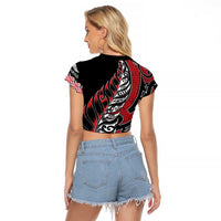 Koru Fern New Zealand Raglan Cropped T Shirt Maori Tribal Pattern LT9 - Polynesian Pride