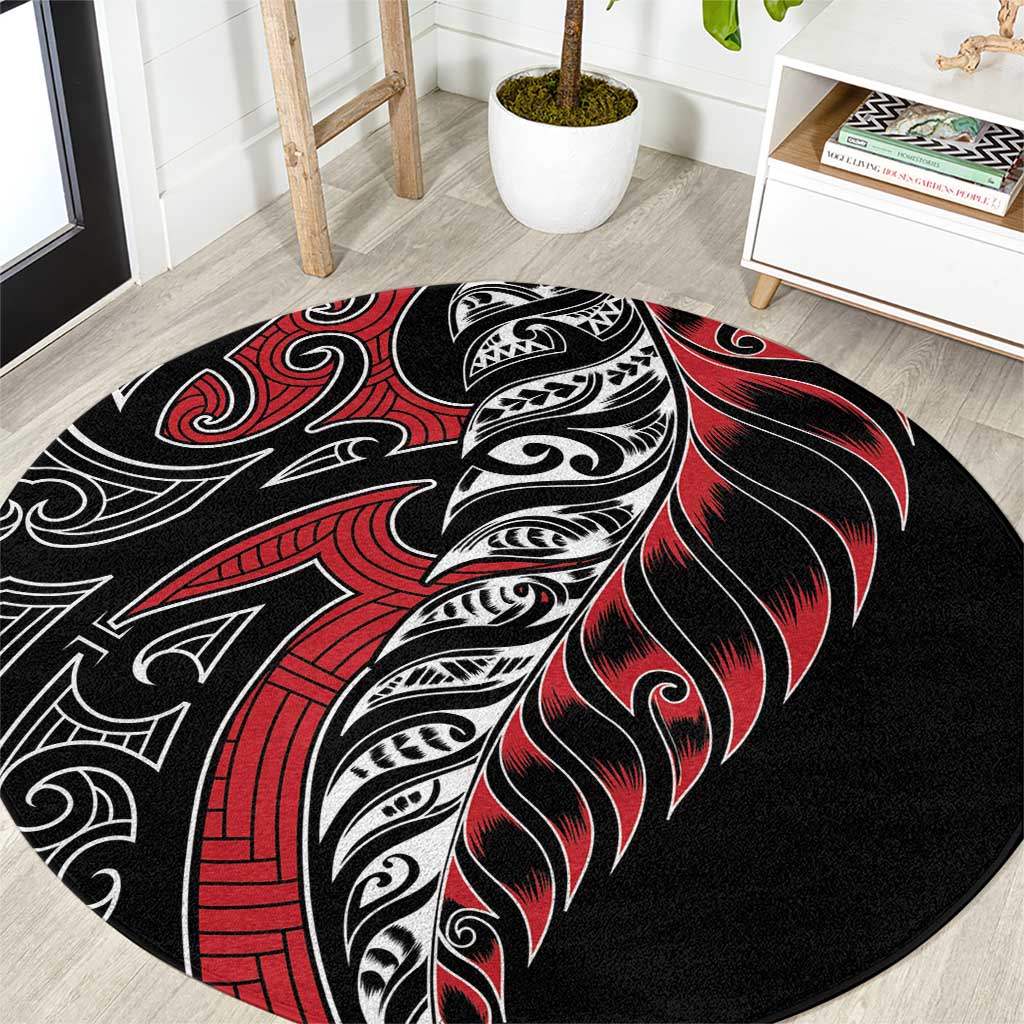 Koru Fern New Zealand Round Carpet Maori Tribal Pattern