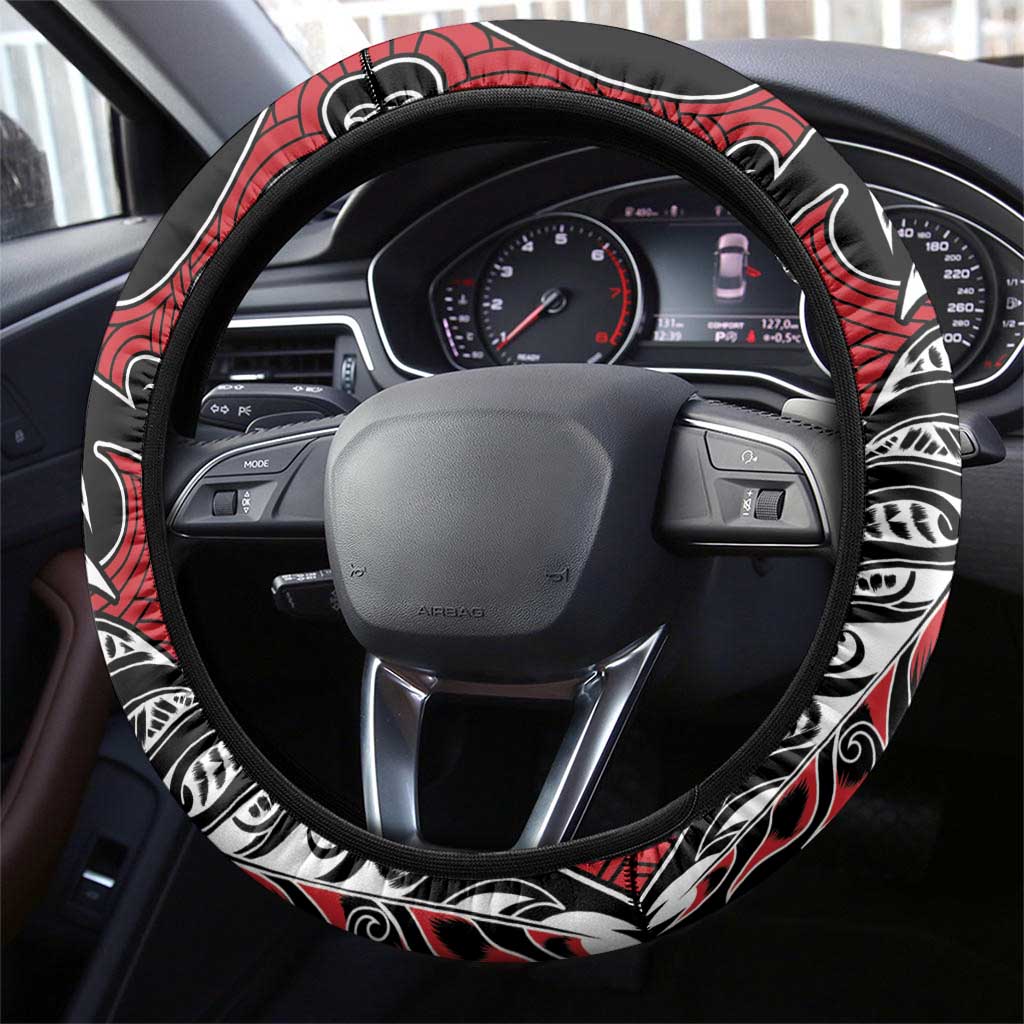 Koru Fern New Zealand Steering Wheel Cover Maori Tribal Pattern LT9 - Polynesian Pride