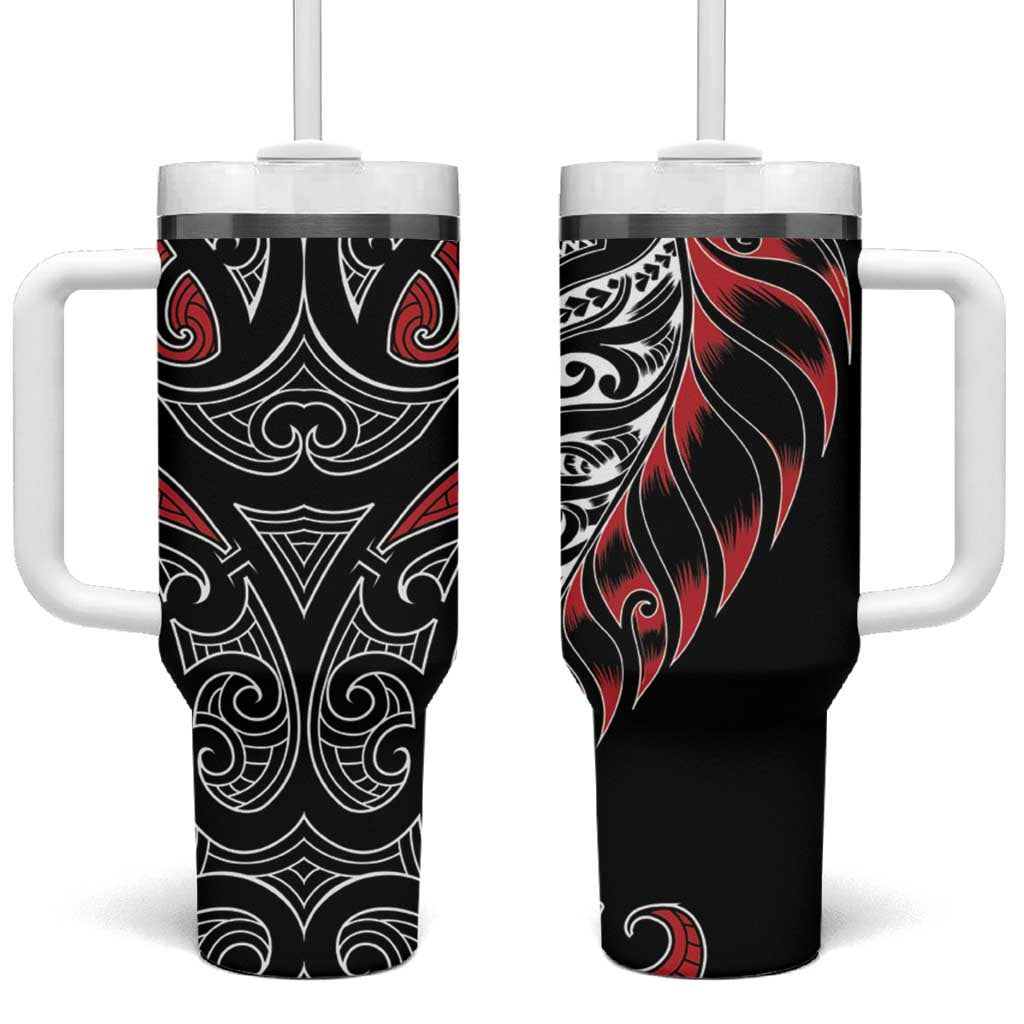 Koru Fern New Zealand Tumbler With Handle Maori Tribal Pattern LT9 One Size: 40 oz Red - Polynesian Pride