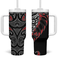 Koru Fern New Zealand Tumbler With Handle Maori Tribal Pattern LT9 One Size: 40 oz Red - Polynesian Pride