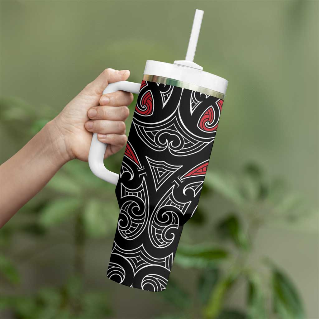 Koru Fern New Zealand Tumbler With Handle Maori Tribal Pattern LT9 - Polynesian Pride