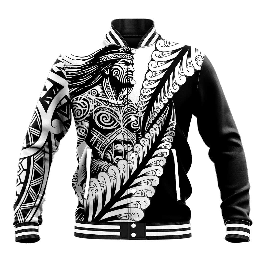 Koru Fern New Zealand Maori Tribal Warrior Baseball Jacket LT9 Unisex Black - Polynesian Pride