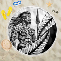 Koru Fern New Zealand Maori Tribal Warrior Beach Blanket - LT9 One Size 150cm Black - Polynesian Pride