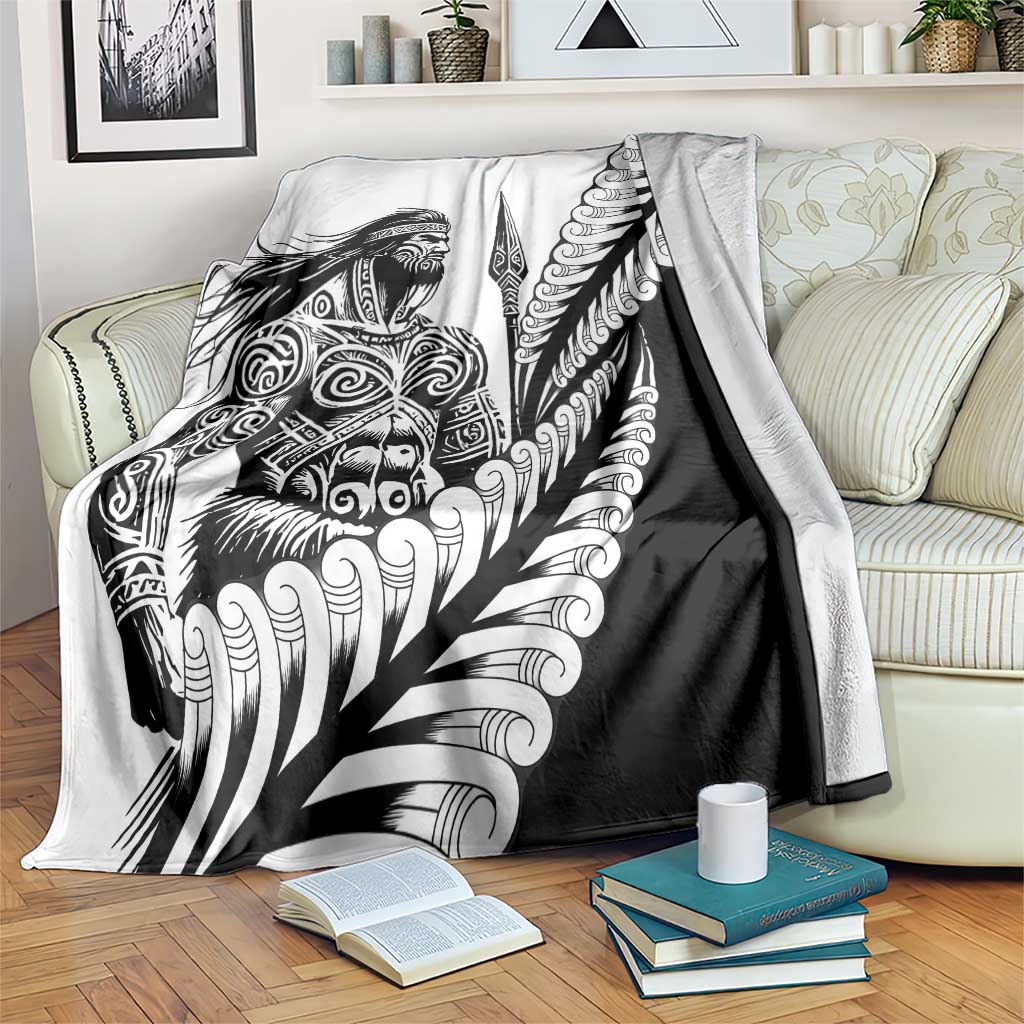 Koru Fern New Zealand Maori Tribal Warrior Blanket LT9 Black - Polynesian Pride
