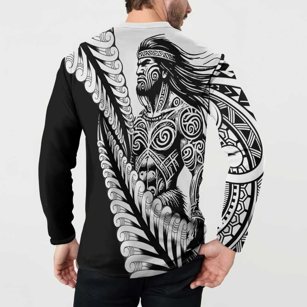 Koru Fern New Zealand Maori Tribal Warrior Button Sweatshirt LT9 - Polynesian Pride